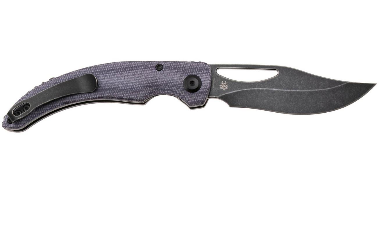 Tenable Knives Gideon T1119A4 Blackwashed Nitro-V, Purple Micarta, zakmes, Dead Sober design