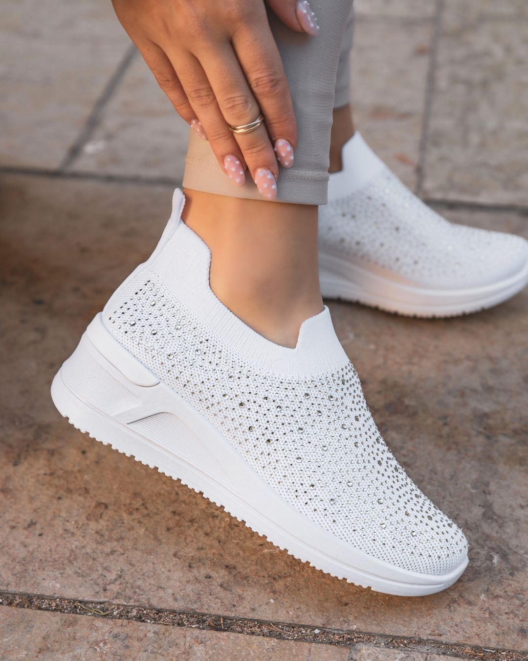 Basket femme blanche en toile blanche sport - Carlee