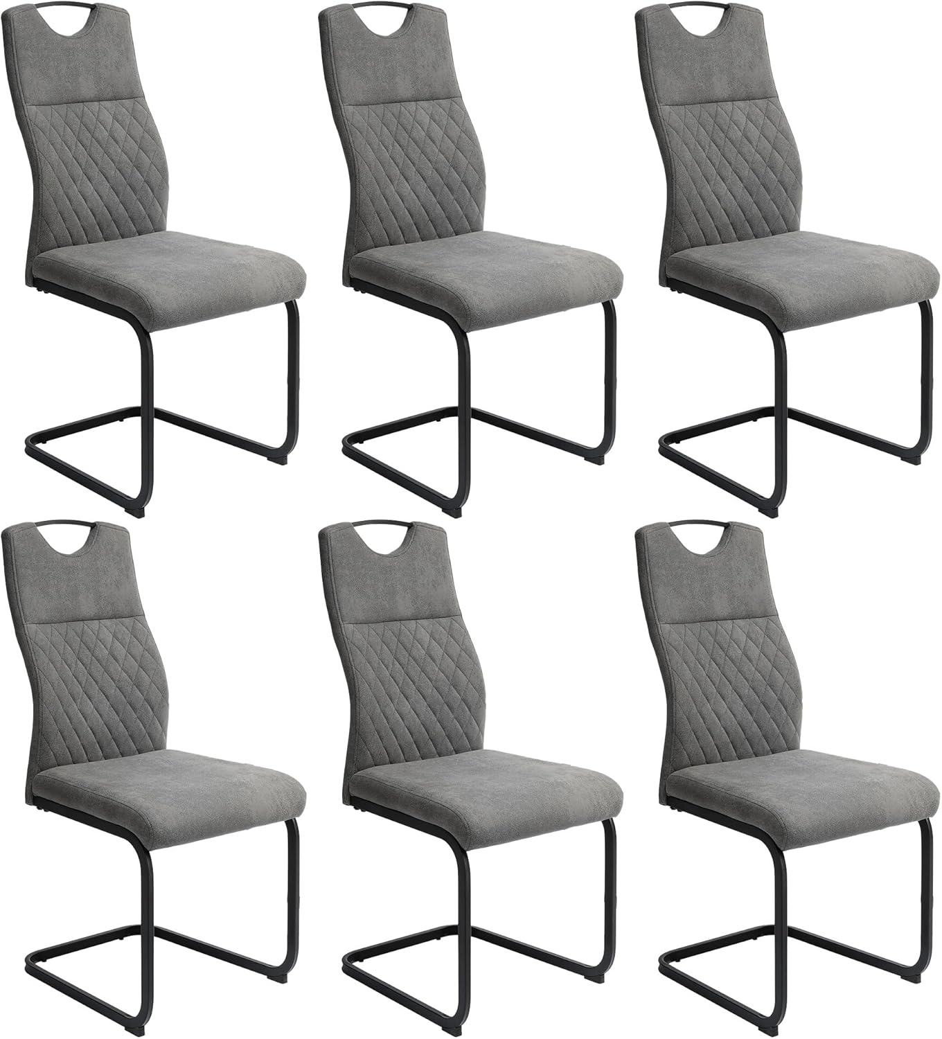 JIEXI Esszimmerstühle 6er Set, Schwingstuhl hohe Rückenlehne, gepolstert Beistellstühle, Wohnzimmerstuhl 150kg (6 Seats)