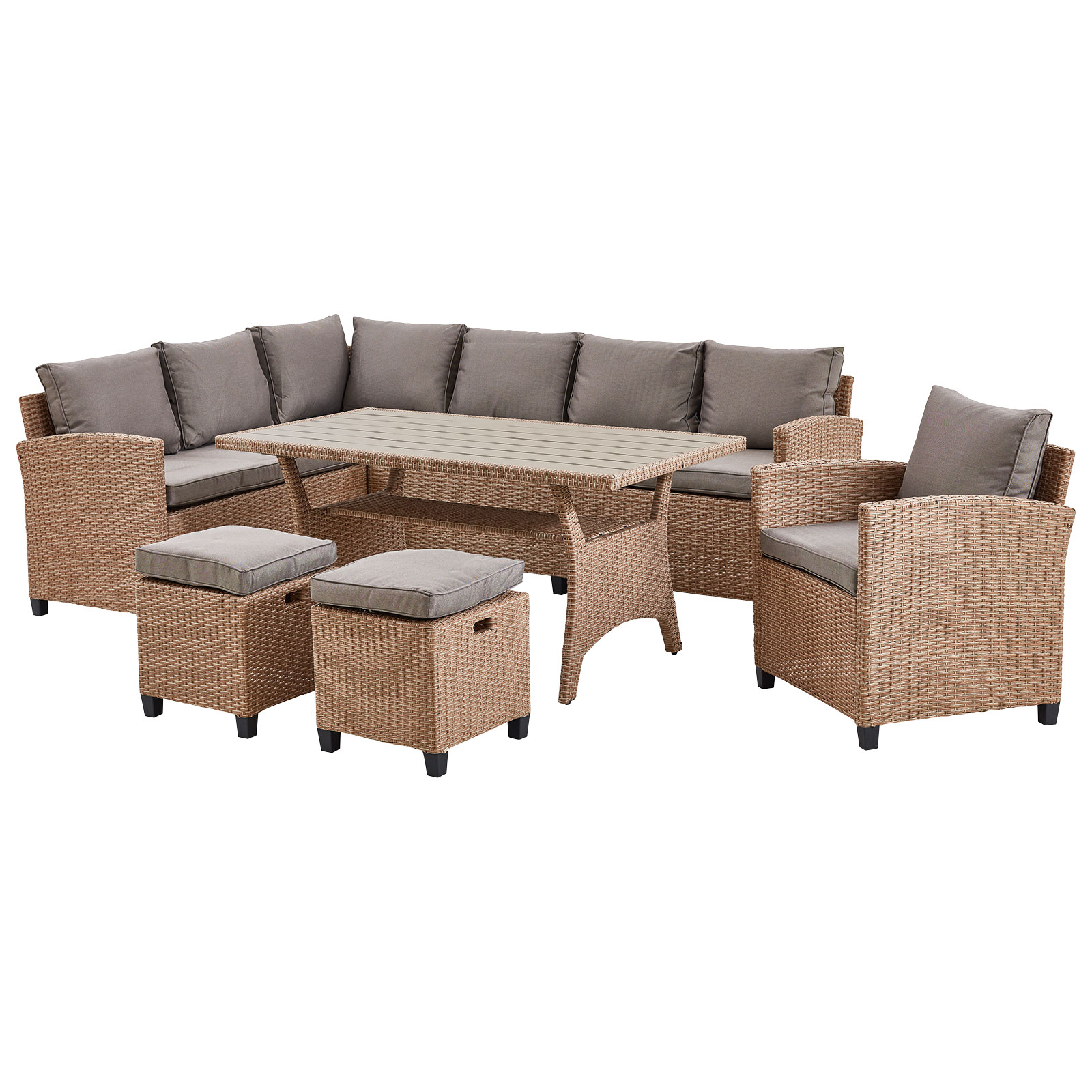 5-teilige Loungegarnitur - braun - Polyrattan