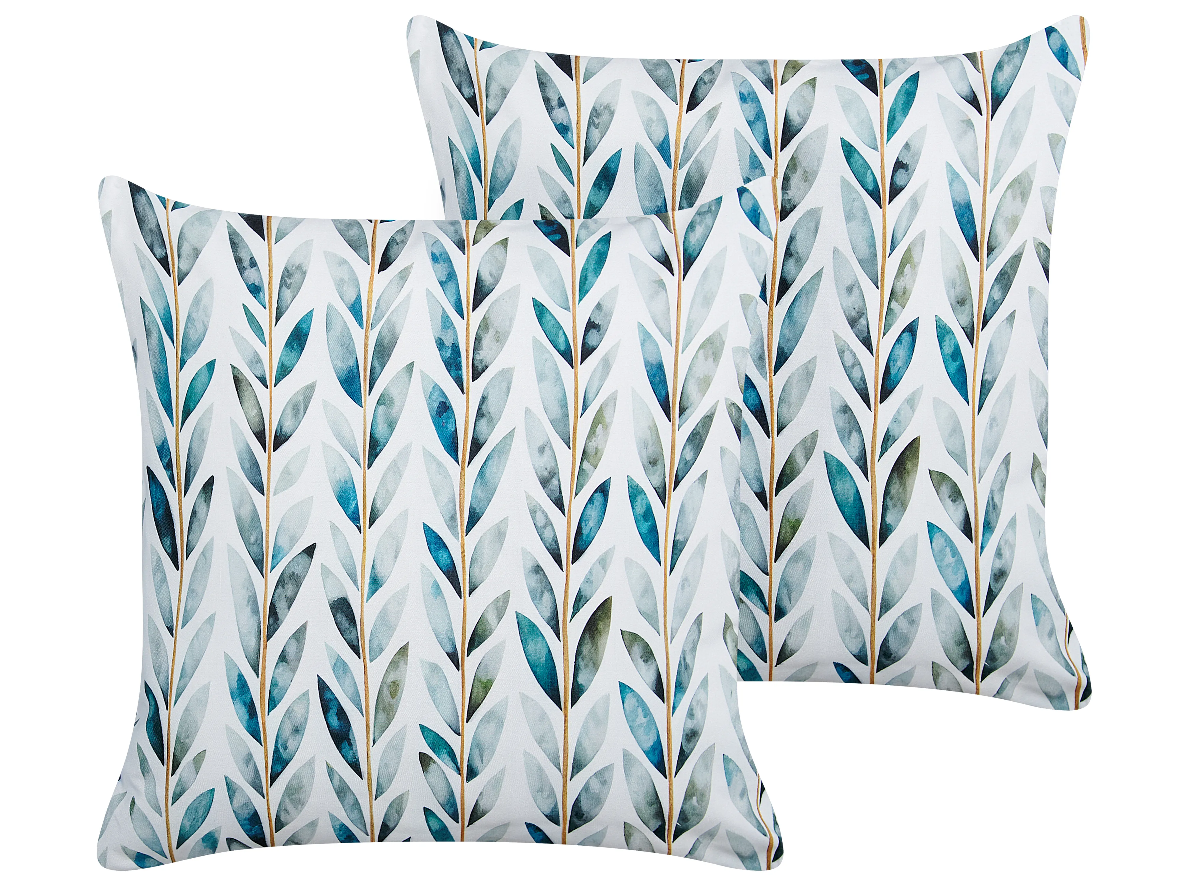 Set van 2 tuinkussens LOANO bladpatroon 45 x 45 cm Groen