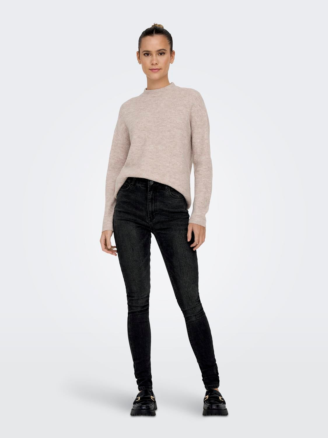 ONLLUNA Hohe Taille Skinny Fit Jeans Black