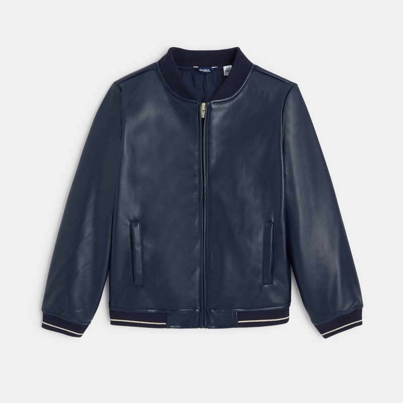 Blouson en faux cuir bleu fille