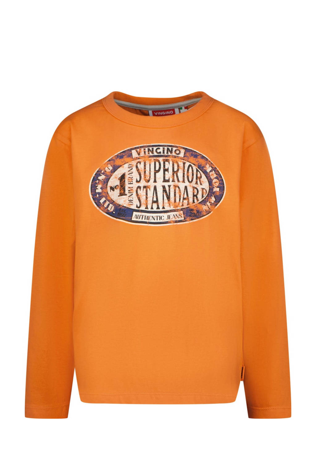 Vingino longsleeve Jean met printopdruk zacht oranje