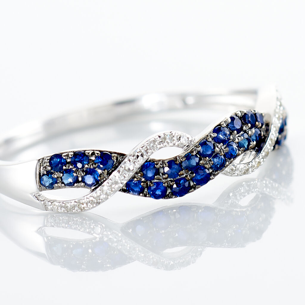 Bague Dimitria Or Blanc Saphir Et Diamant