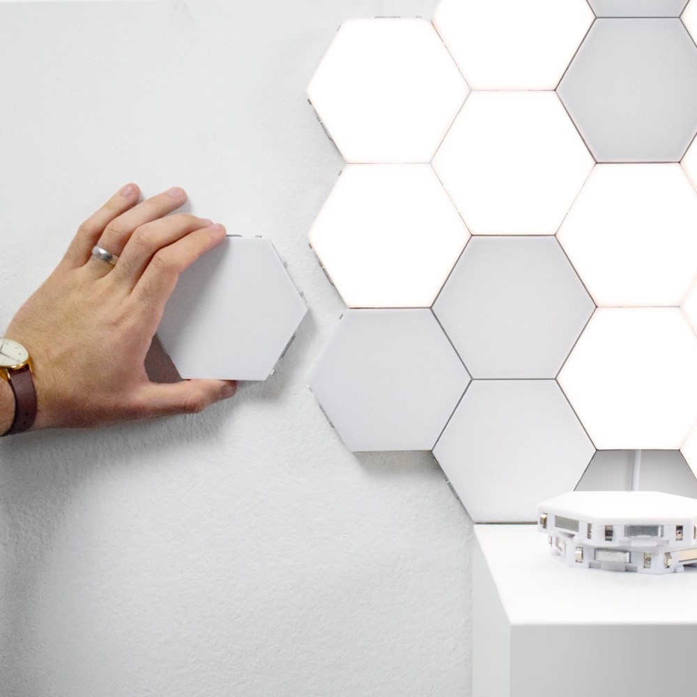 (8er Set) Magnetische LED Panels Modulierbare Sechseck Wand Lampen mit Touch Funktion - Kaltweiss