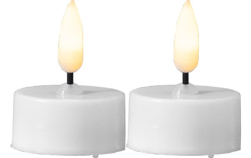 LED Teelichter Set Flamme Ø 3.8 x 5 cm, Weiss, 2 StkKünstliche Kerzen für Innenbereich mit Timer-Funktion