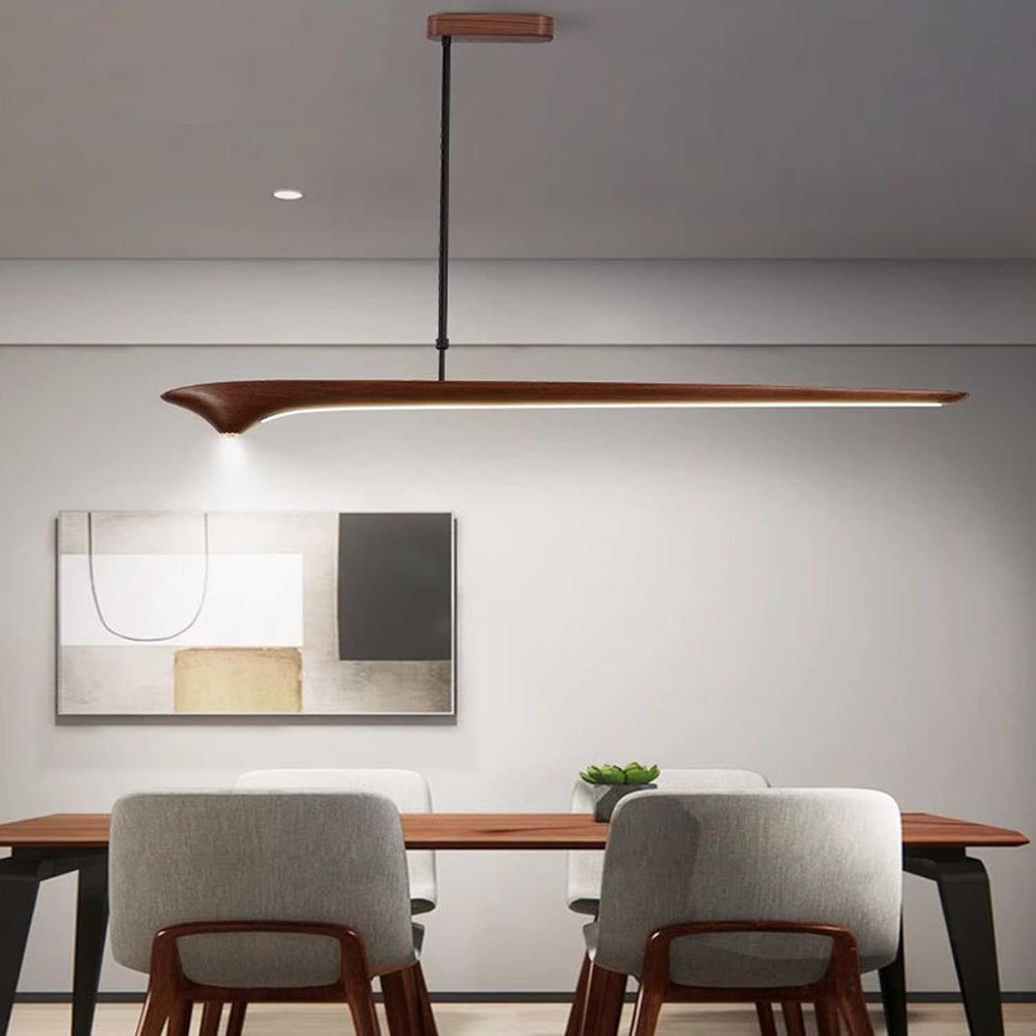 Led Pendelleuchten Esstisch Walnuss Lineare Hängelampe Dimmbar Mit Fernbedienung Esszimmerlampe Holz Pendelleuchte Höhenverstellbar Holzlampe Für Esszimmer Küche esstischlampe hängend (Walnuss, 120CM)