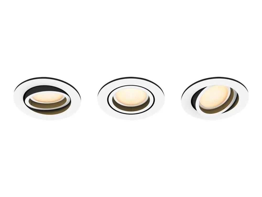 Philips Hue White ambiance Milliskin - Indbygningsspots - LED-spot lyspære - GU10 - 5.7 W - varmt til køligt hvidt lys - 2200-6500 K - hvid (pakke med 3)