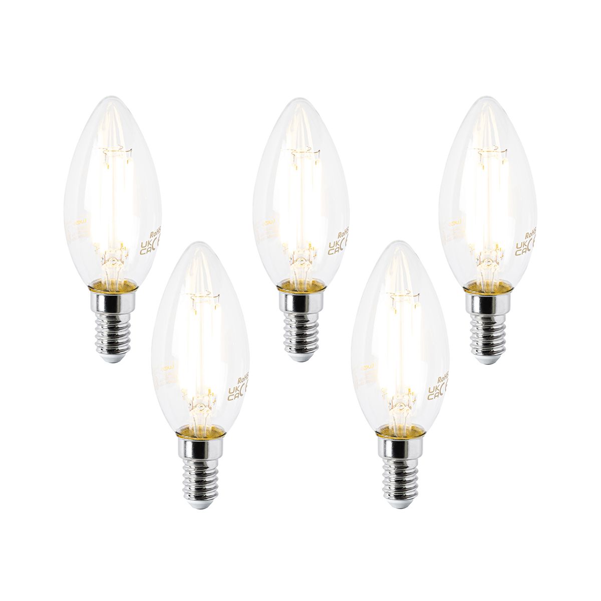 Set van 5 E14 LED lamp B35 helder 2,2W 470 lm 2700K