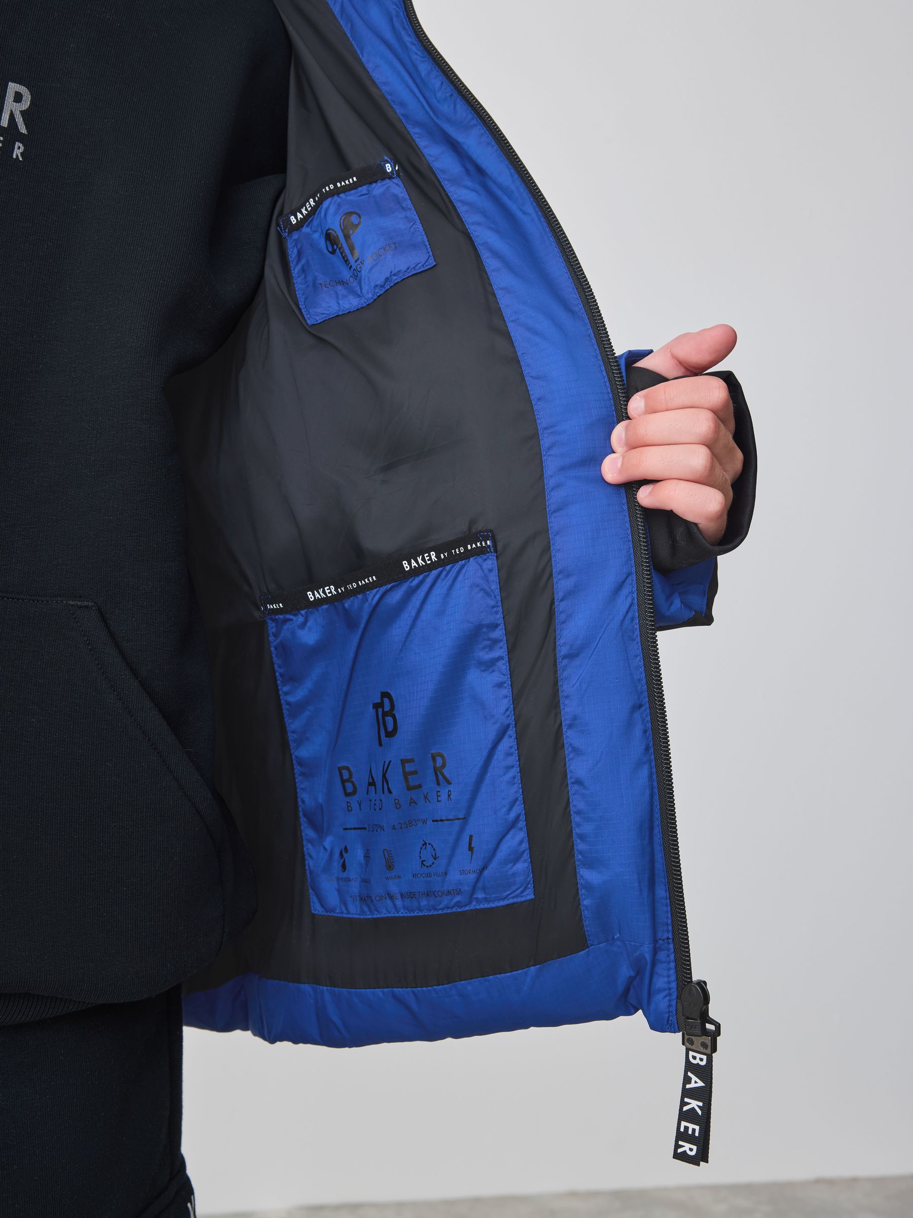Blauw/Zwart - Baker By Ted Baker Shower Resistant Colourblock Padded Jackets