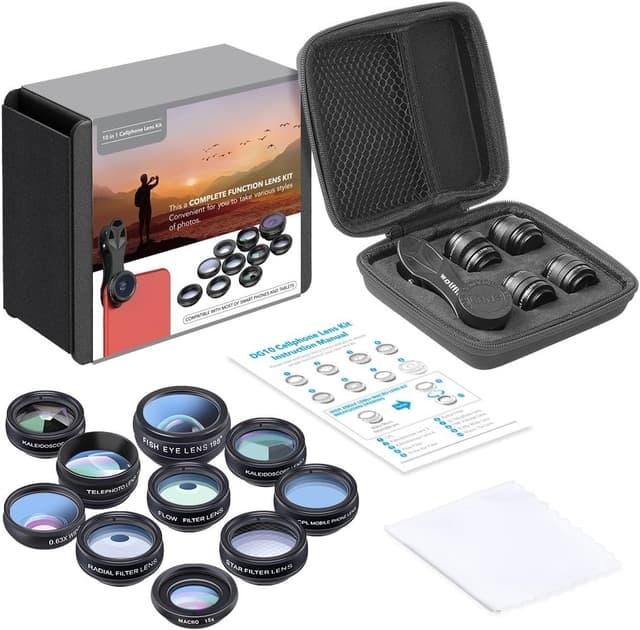 APEXEL 10-i-1 Premium Linsekit Kompatibel med Smartphones