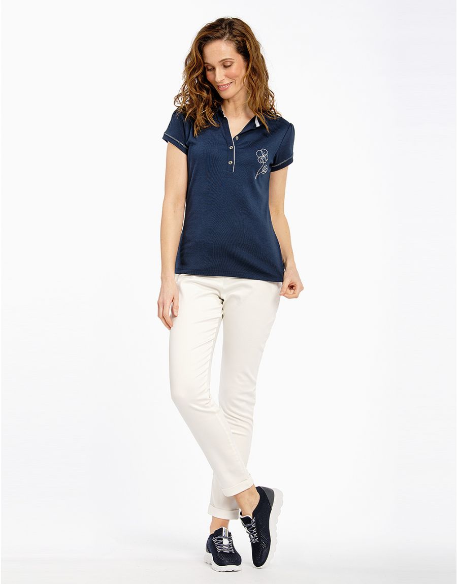 Polo bleu coton modal