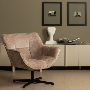 WOOOD fauteuil Wibo taupe chenille stof draaibaar