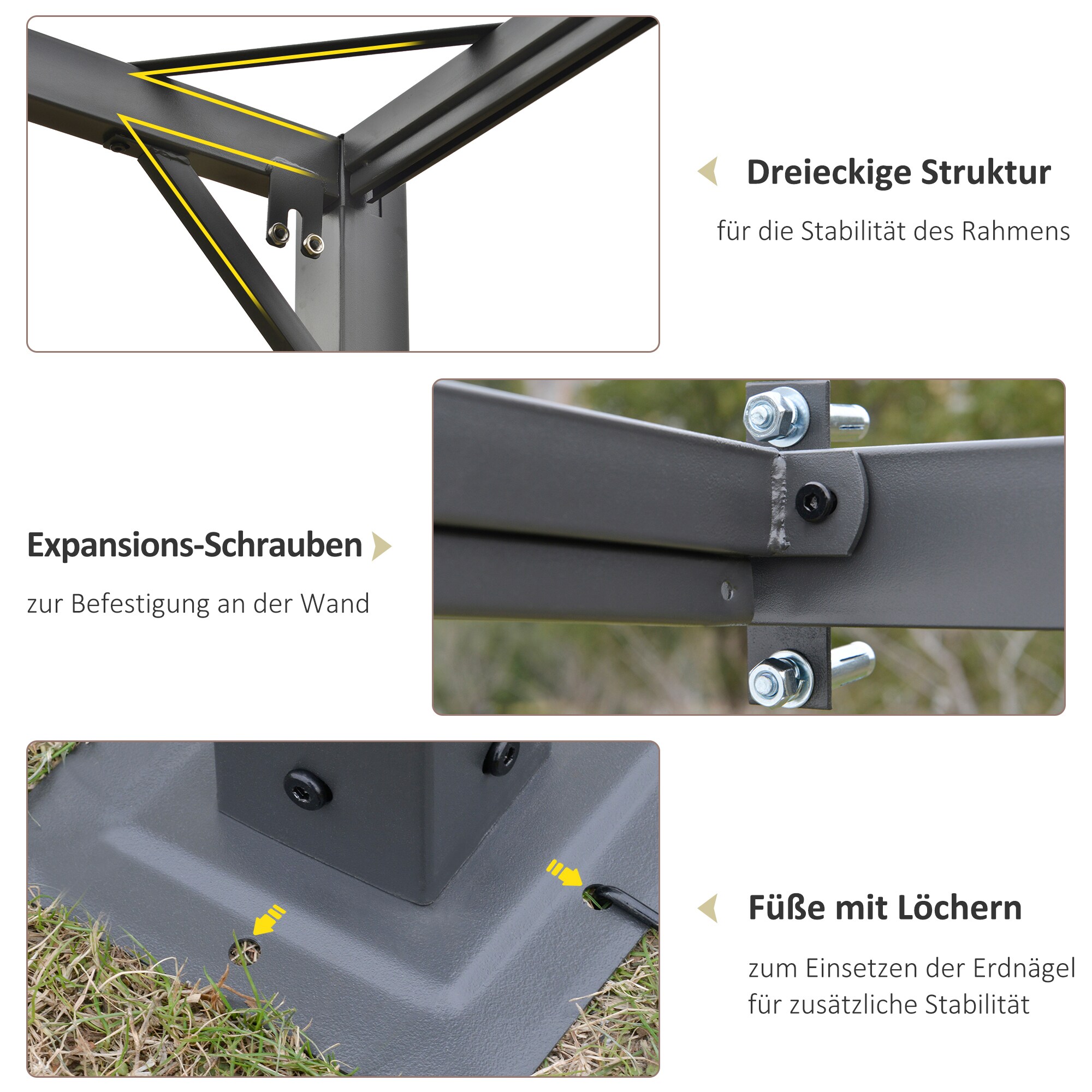 Outsunny Pergola mit Stoffdach weiß 40L x 50B x 90H cm