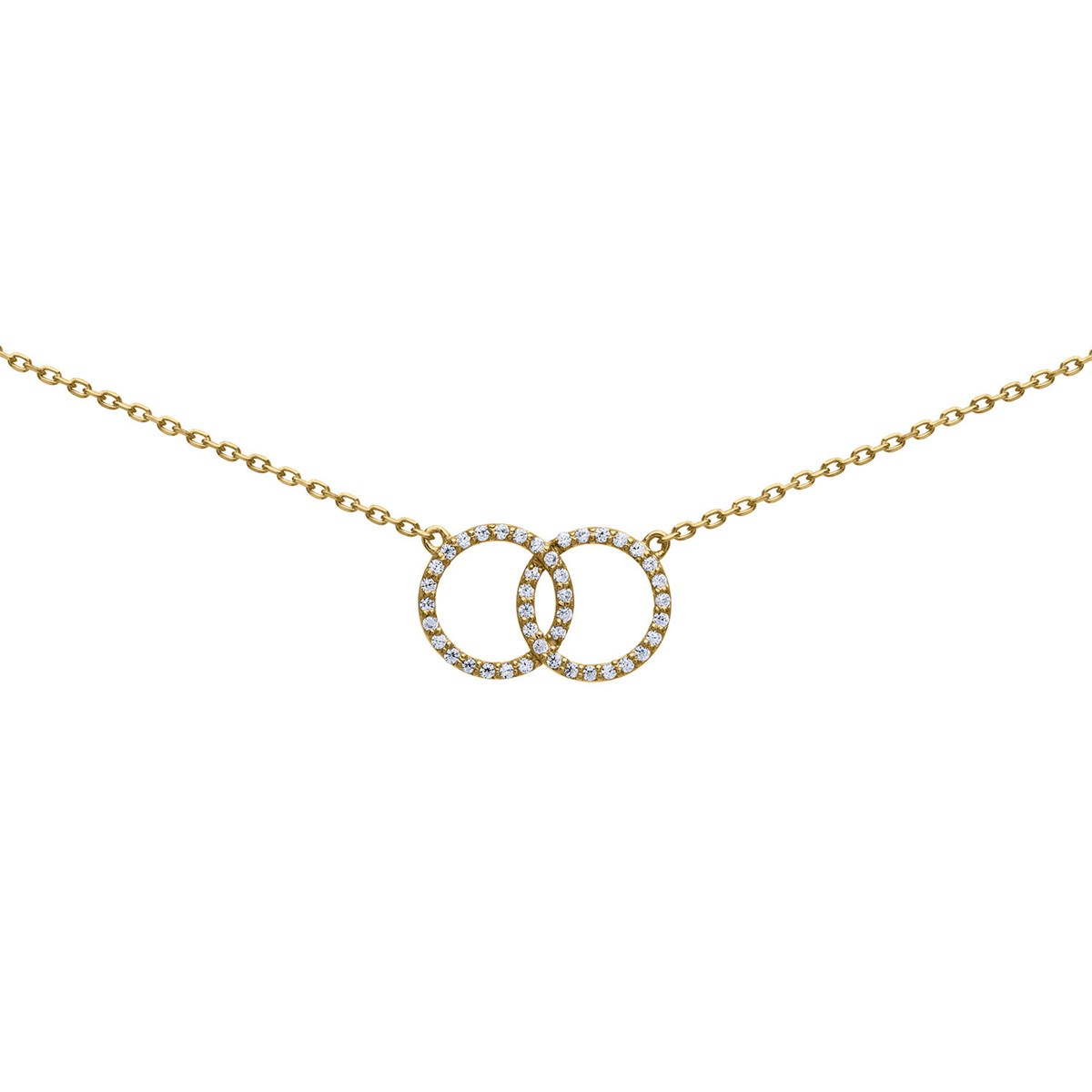 Collier Brillaxis or cercles entrelacés empierrés