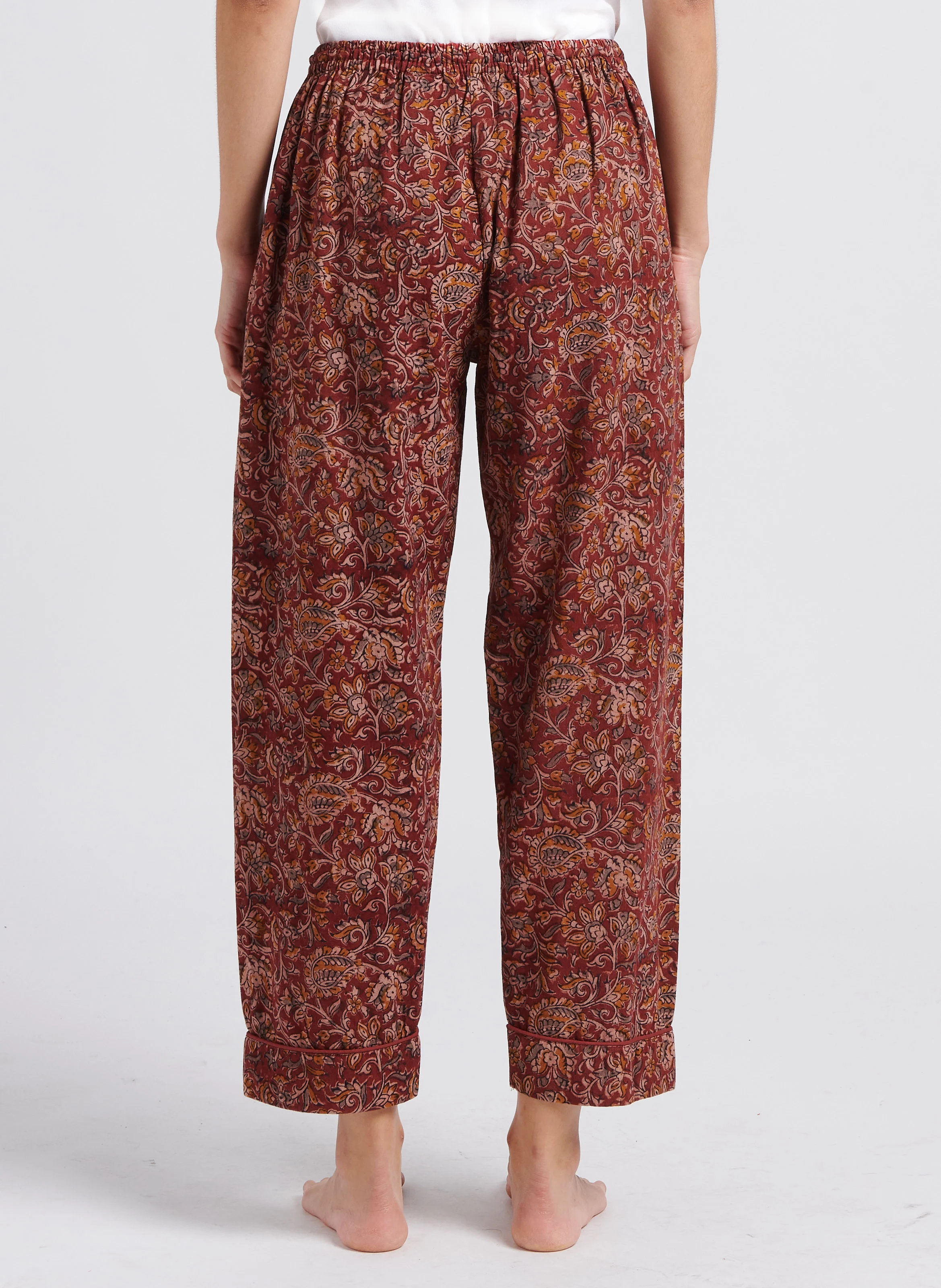 HOMEWEAR PYJAMA - Ensemble pyjama à motif floral en coton | Marron