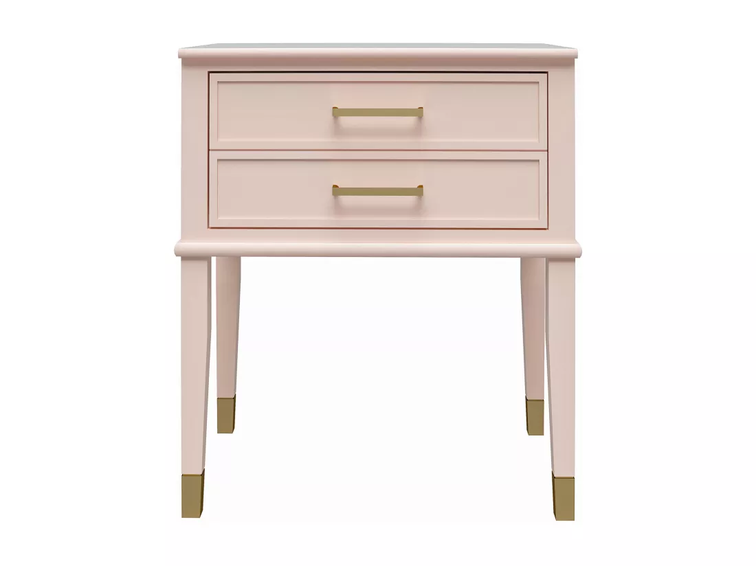 Westerleigh | Table d'appoint avec 2 tiroirs en MDF rose