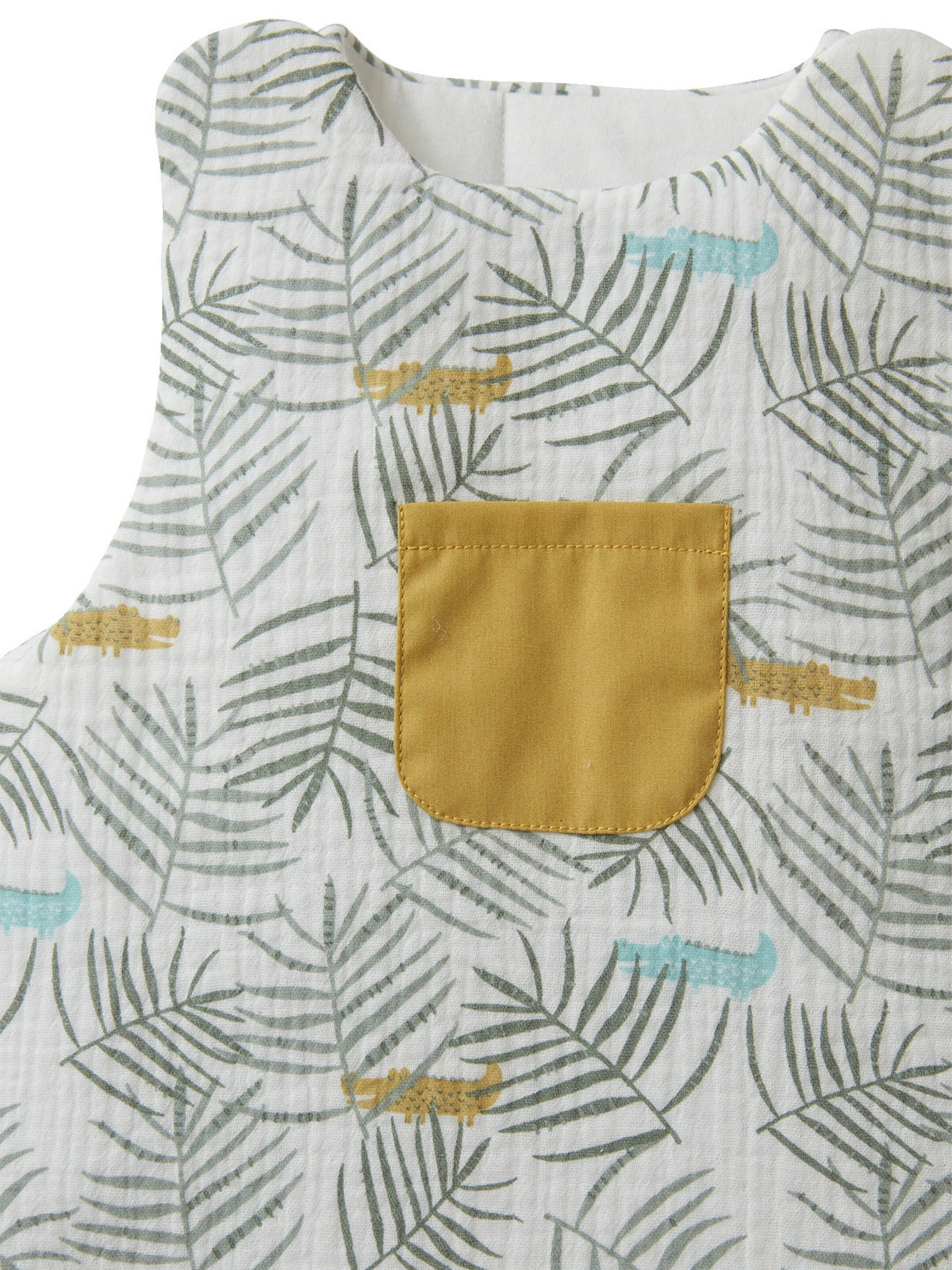 Vertbaudet Ärmelloser Baby Schlafsack TREK weiß bedruckt/krokodil