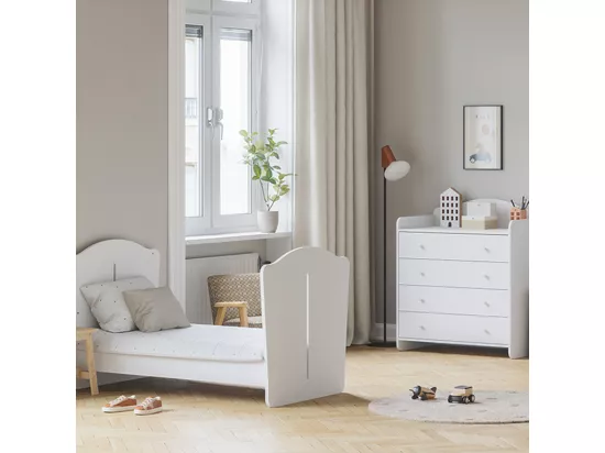Lit évolutif 70x140 et commode à langer Megeve Blanc