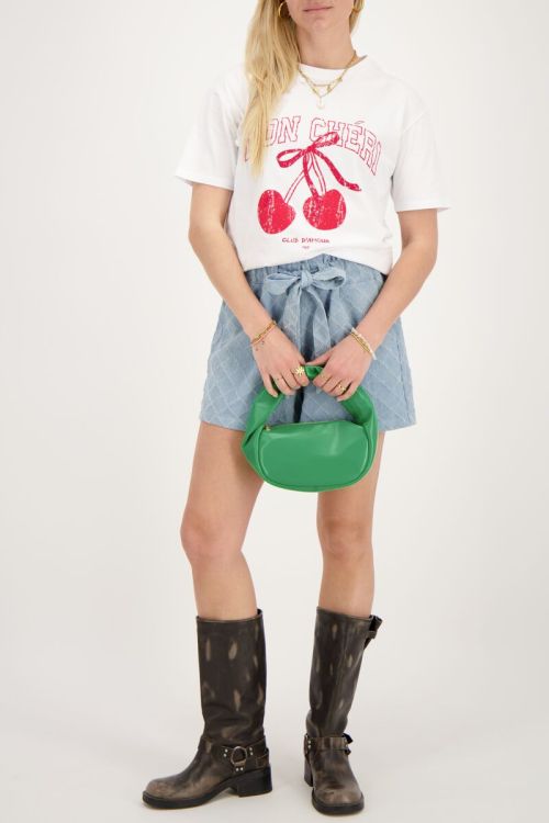 Wit T-shirt met rode kers ''Mon chéri''