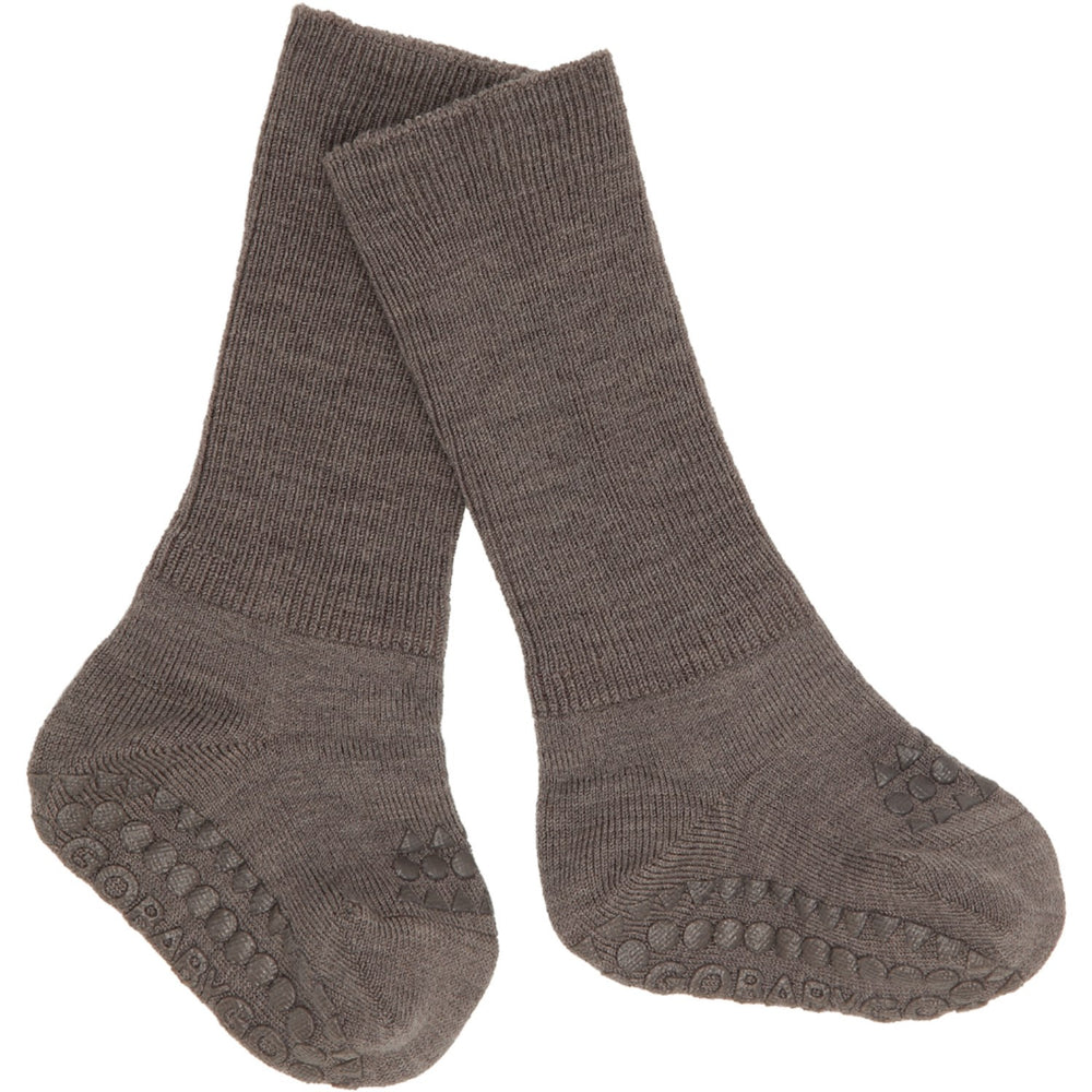 Køb Gobabygo Brown Melange Non-Slip Strømper I Merino Uld