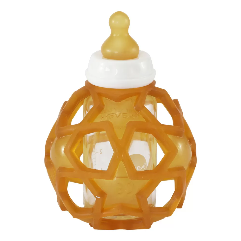 Hevea 2-i-1 Baby Glasflaske med Star Ball Cover - Naturlig