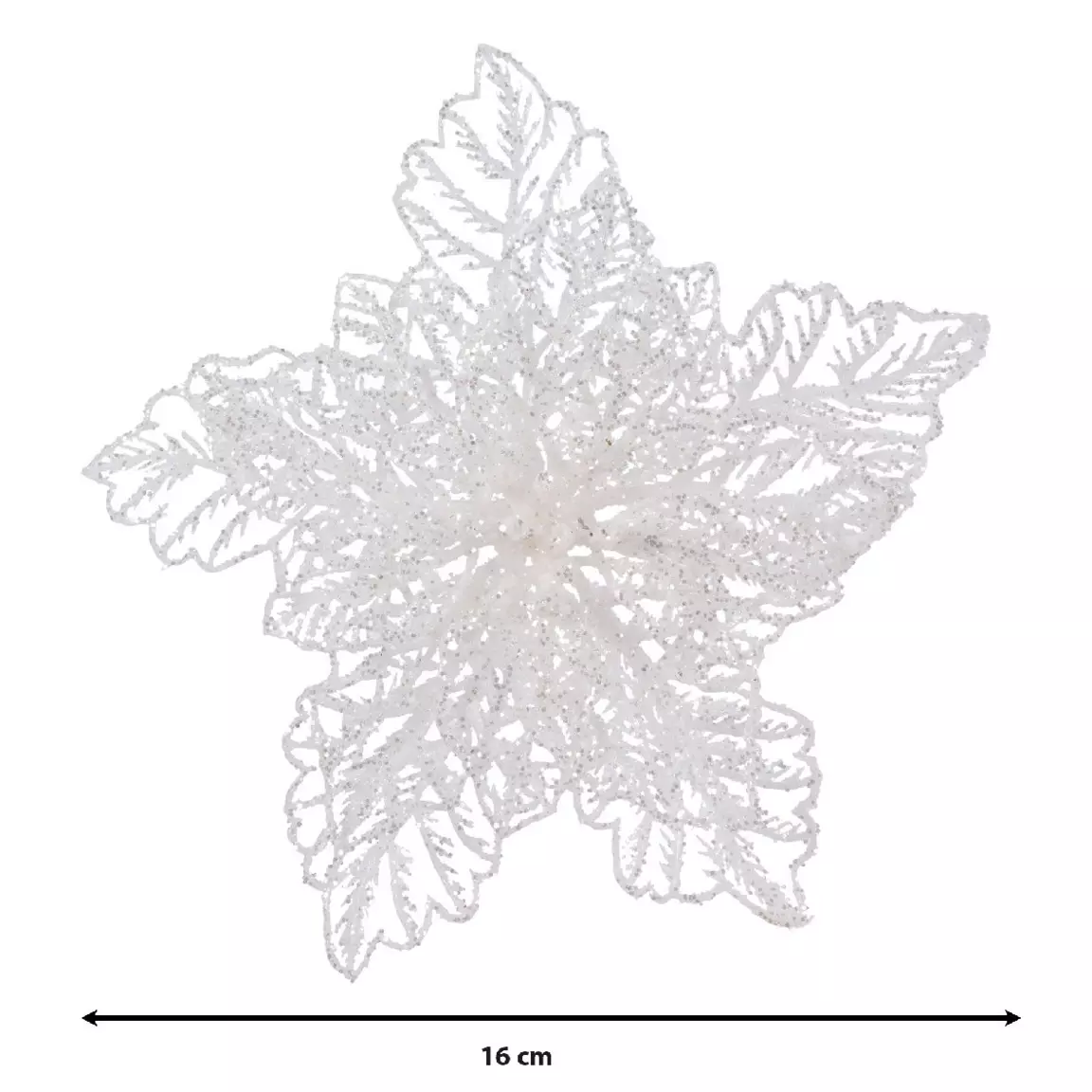Poinsettia de Noël paillettes sur clip (D23 cm) Blanc