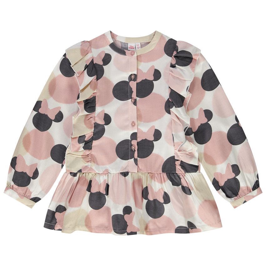 Tunique manches longues en viscose imprimé Minnie pour fille - Beige