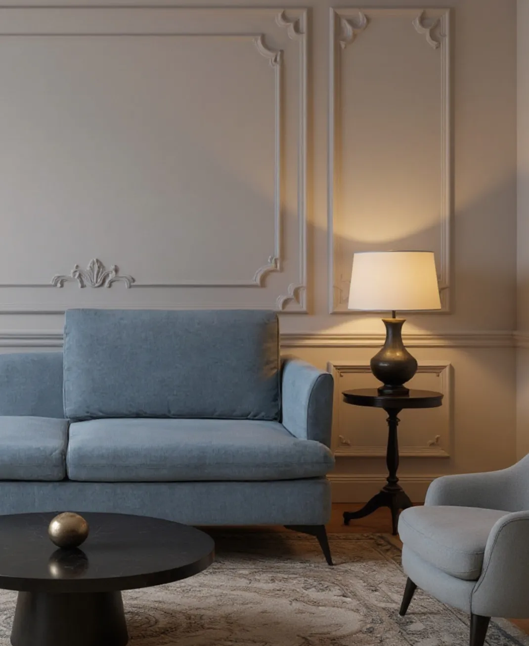Rechtszijdige chaise longue SIEVOZ Stof Blauw