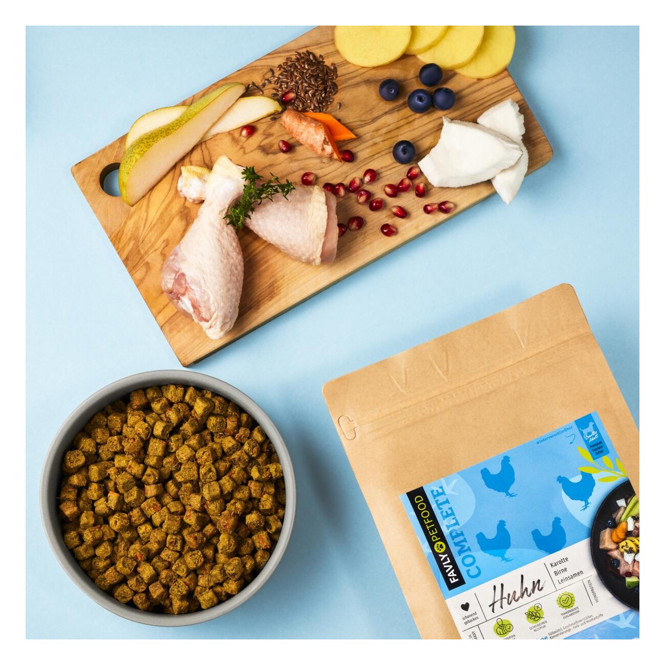 FAVLY Petfood Trockenfutter Huhn mit Karotte, Birne & Leinsamen (adult) 3 kg