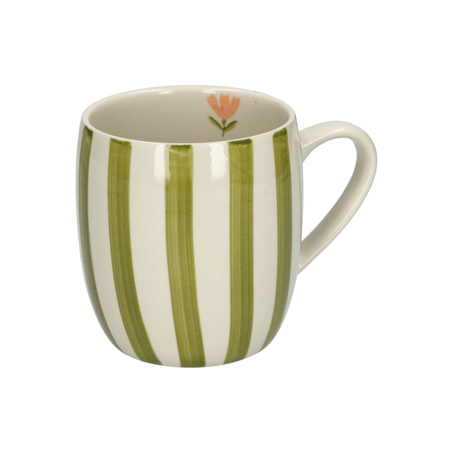 Theemok, steengoed, groen gestreept, Ø 9,5 cm