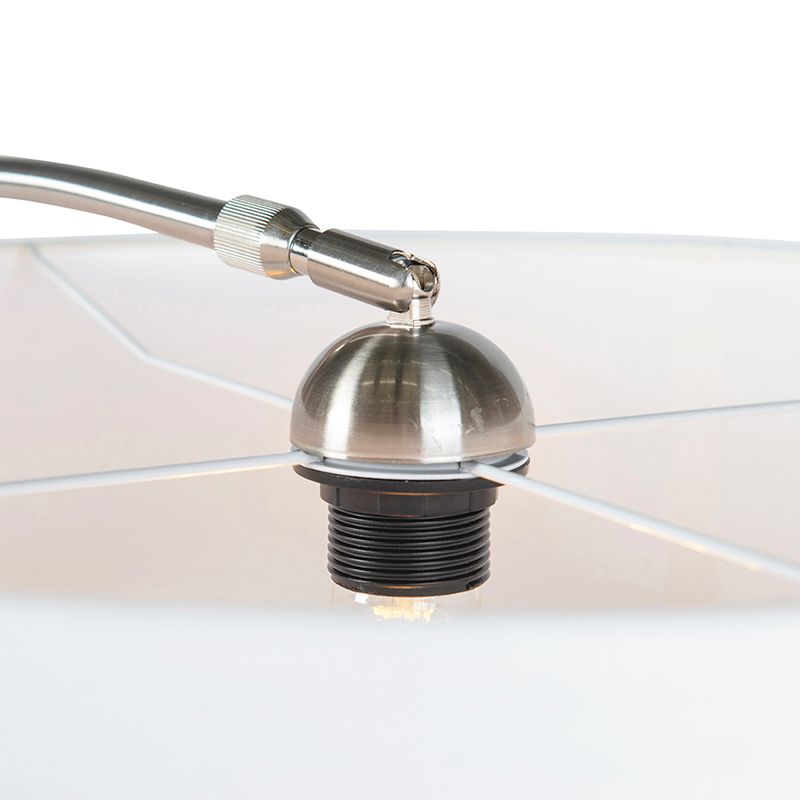 Moderne wandbooglamp staal met witte kap 50 cm verstelbaar - Bow