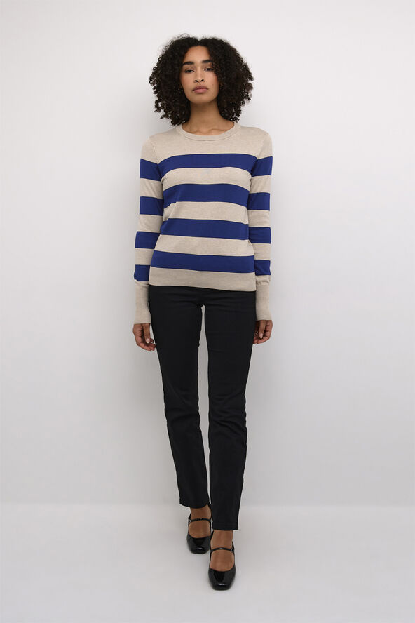 Kaffe KAlizza Striped Knit Pullover Blue/feather gray mel. stripe