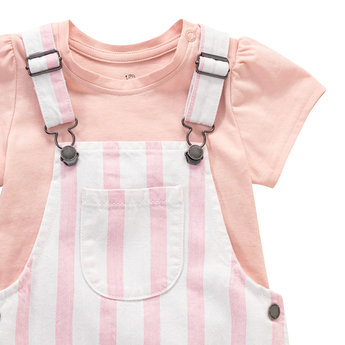 Topomini Baby Latzhose und T-Shirt im Set rosa / weiss / apricot