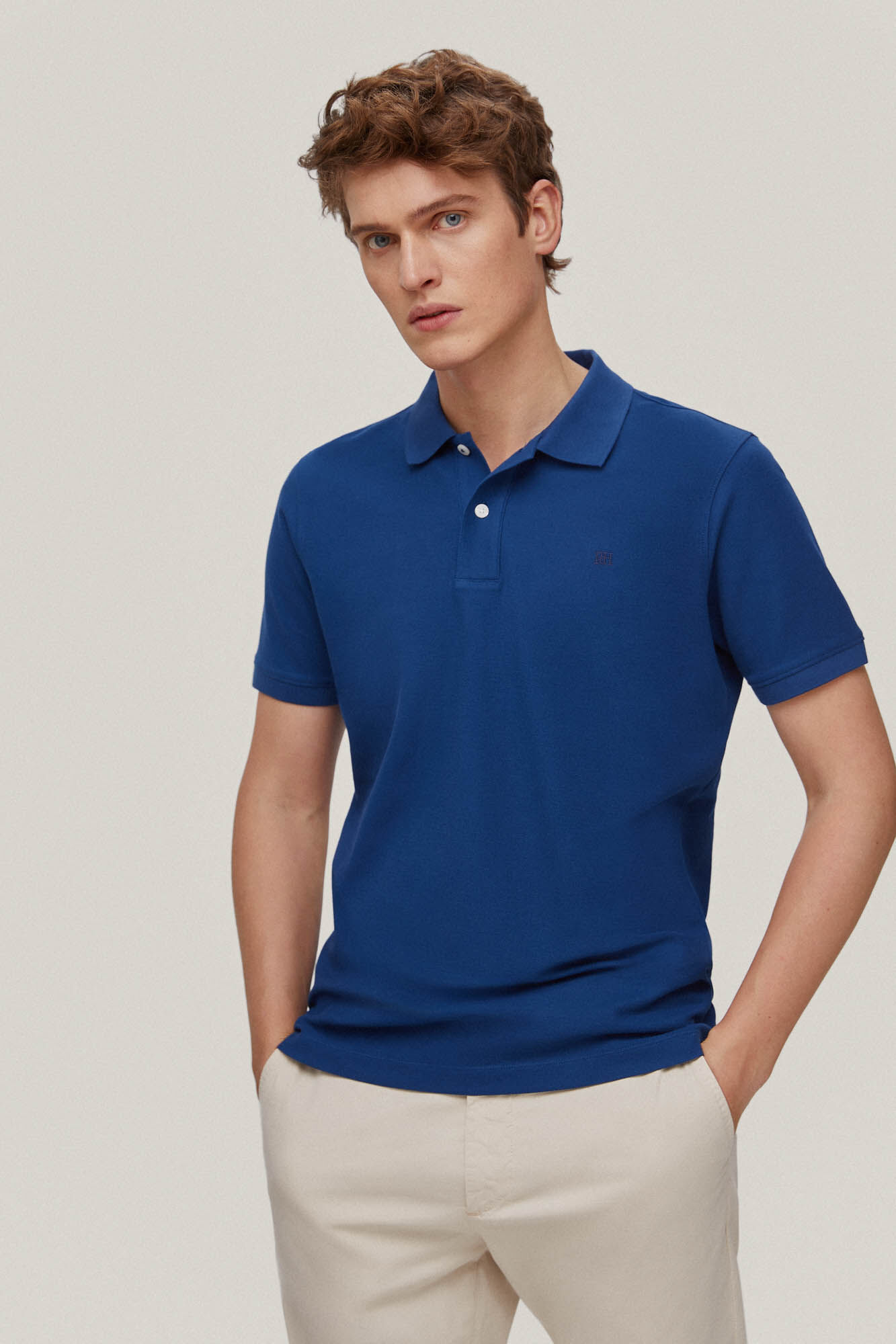 Camisa polo com logotipo - Azul