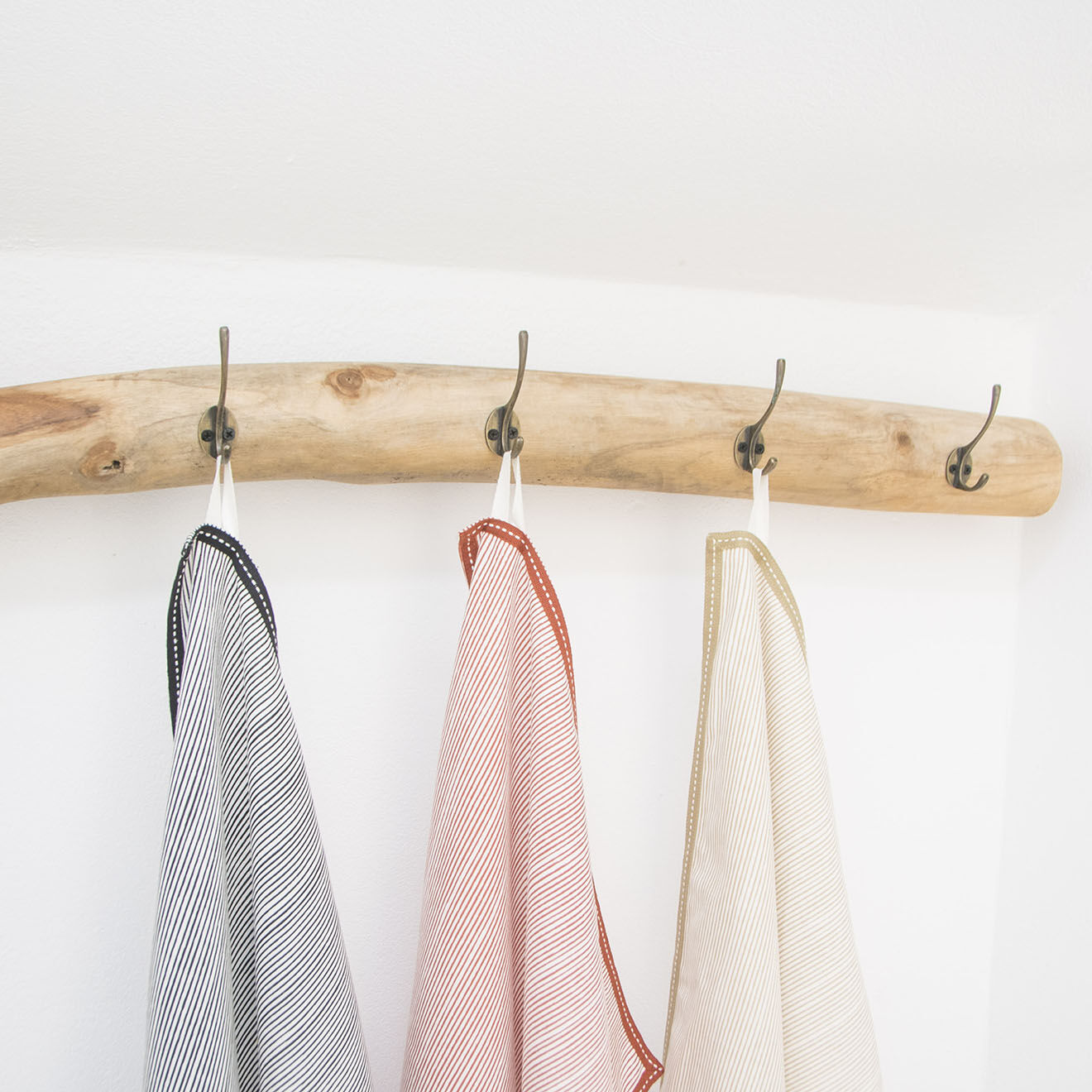 Febronie 2 Torchons en Coton Pinstripe terracotta - 50x75 cm