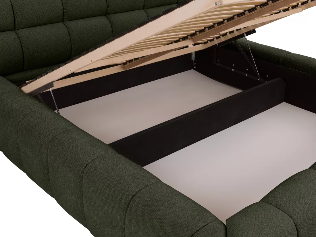 Lit coffre 180 x 200 cm - Tissu - Vert + Matelas - FORVIK de Pascal Morabito