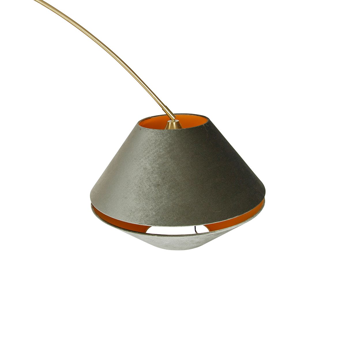 Booglamp messing met zwart met dubbele velours kap groen - XXL