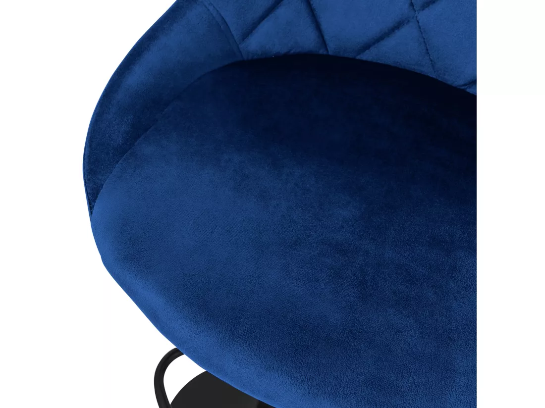 Lot 4 tabourets de bar rembourrées velours chaise bleu hauteur réglable 62-82cm