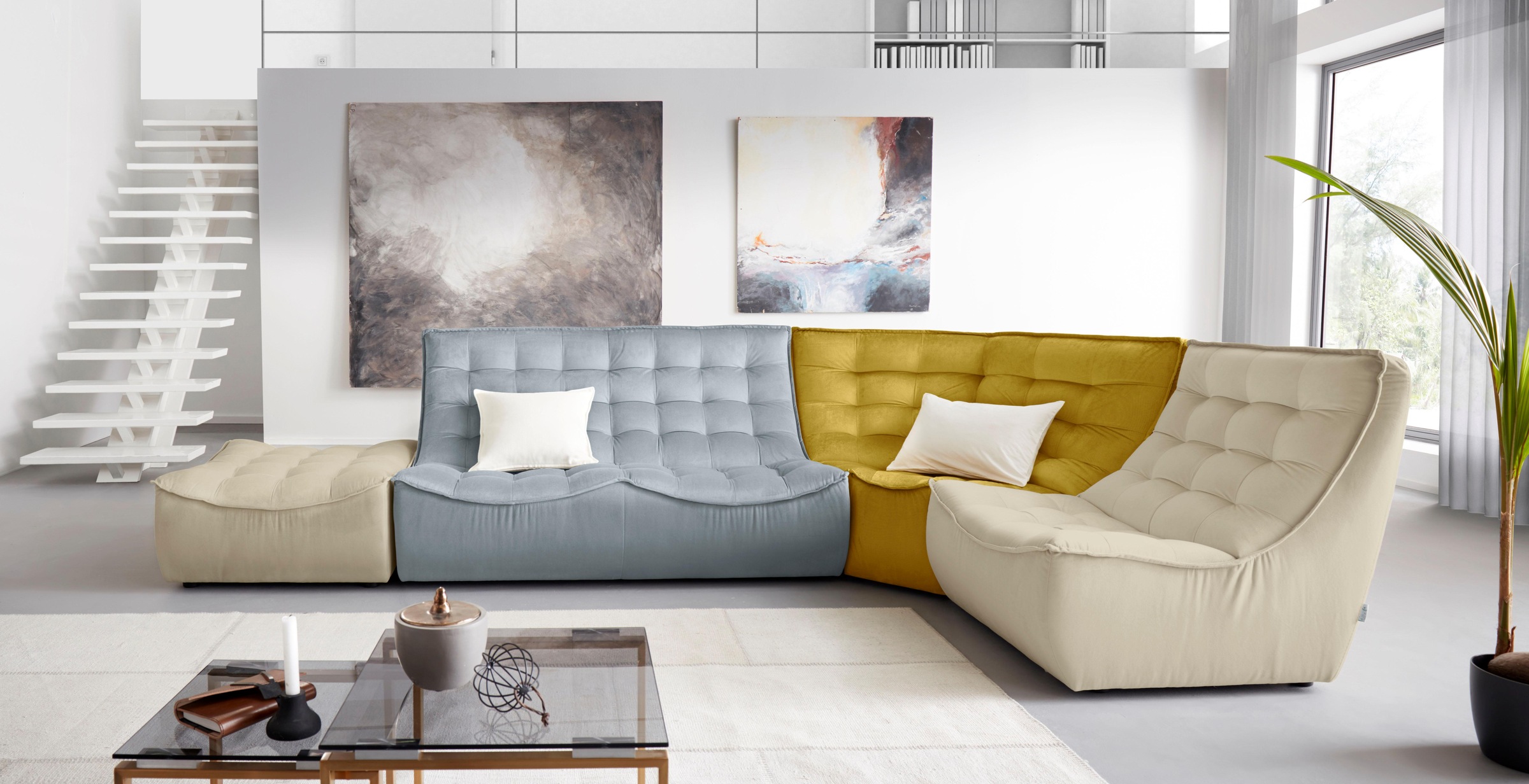 CALIA ITALIA Hocker »Banjo, Designhocker in toller Optik und erstklassigem Sitzkomfort,« in Kombination mit den passenden Modulen ein Blickfang im Wohnzimmer