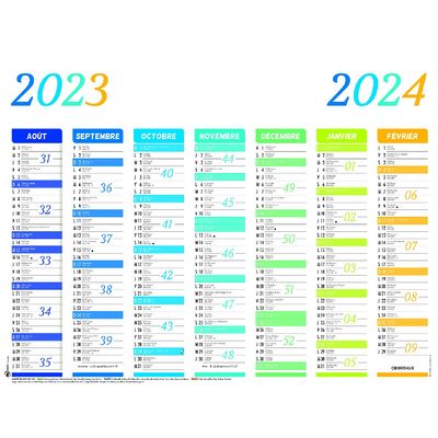 Calendrier Arc en Ciel - 7 mois par face - 43 x 55 cm - Oberthur