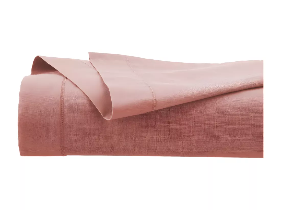 Drap plat 2 Personnes en Coton Rose blush 240 x 290 cm