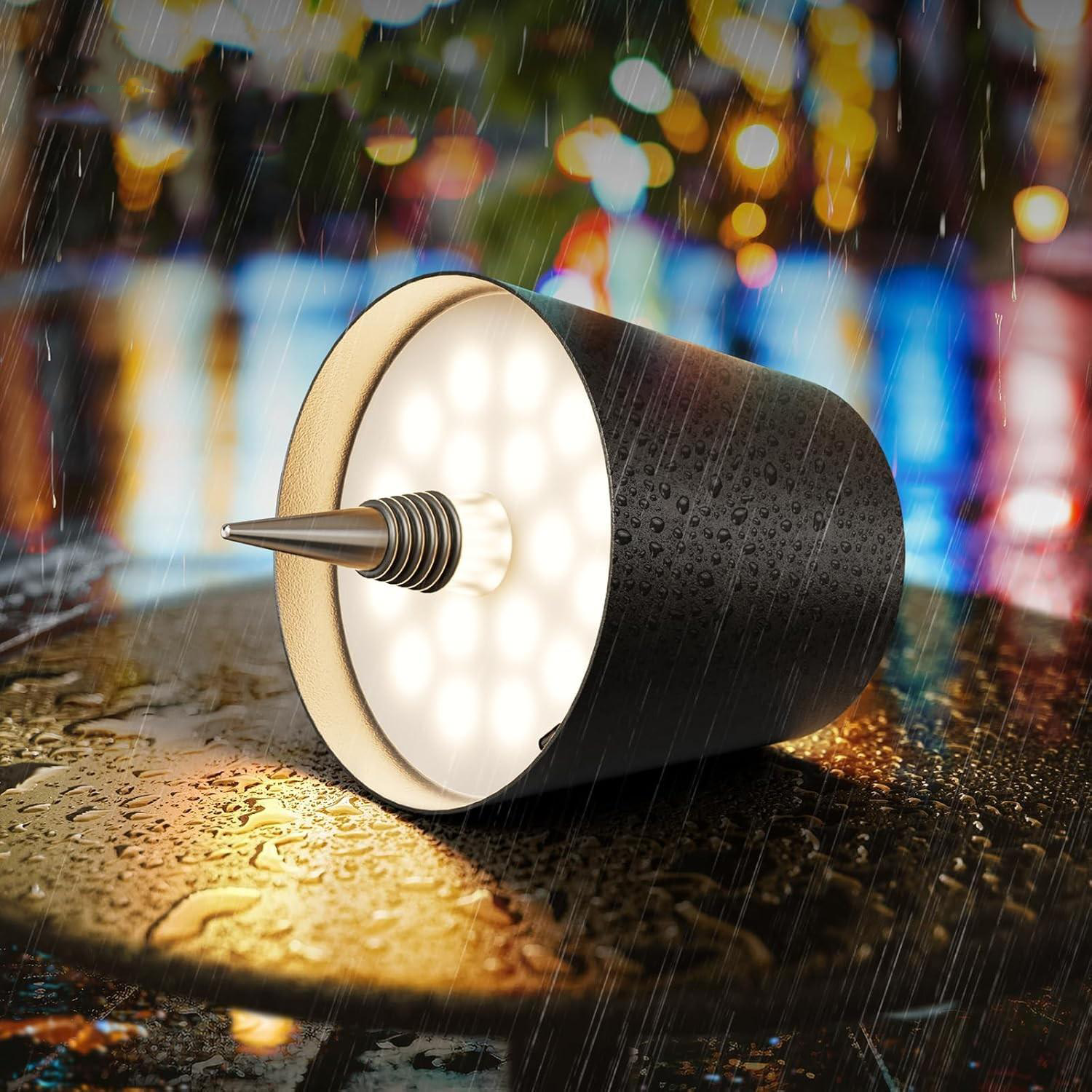 LED Akku Tischleuchte Wein Flaschen Aufsatz Home Deko Lampe Kabellose Whiskyflaschen Beleuchtung mit Touch Steuerung / 3 Farbmodi - Schwarz
