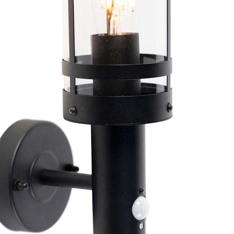 Buitenwandlamp zwart met bewegingssensor IP44 - Gleam