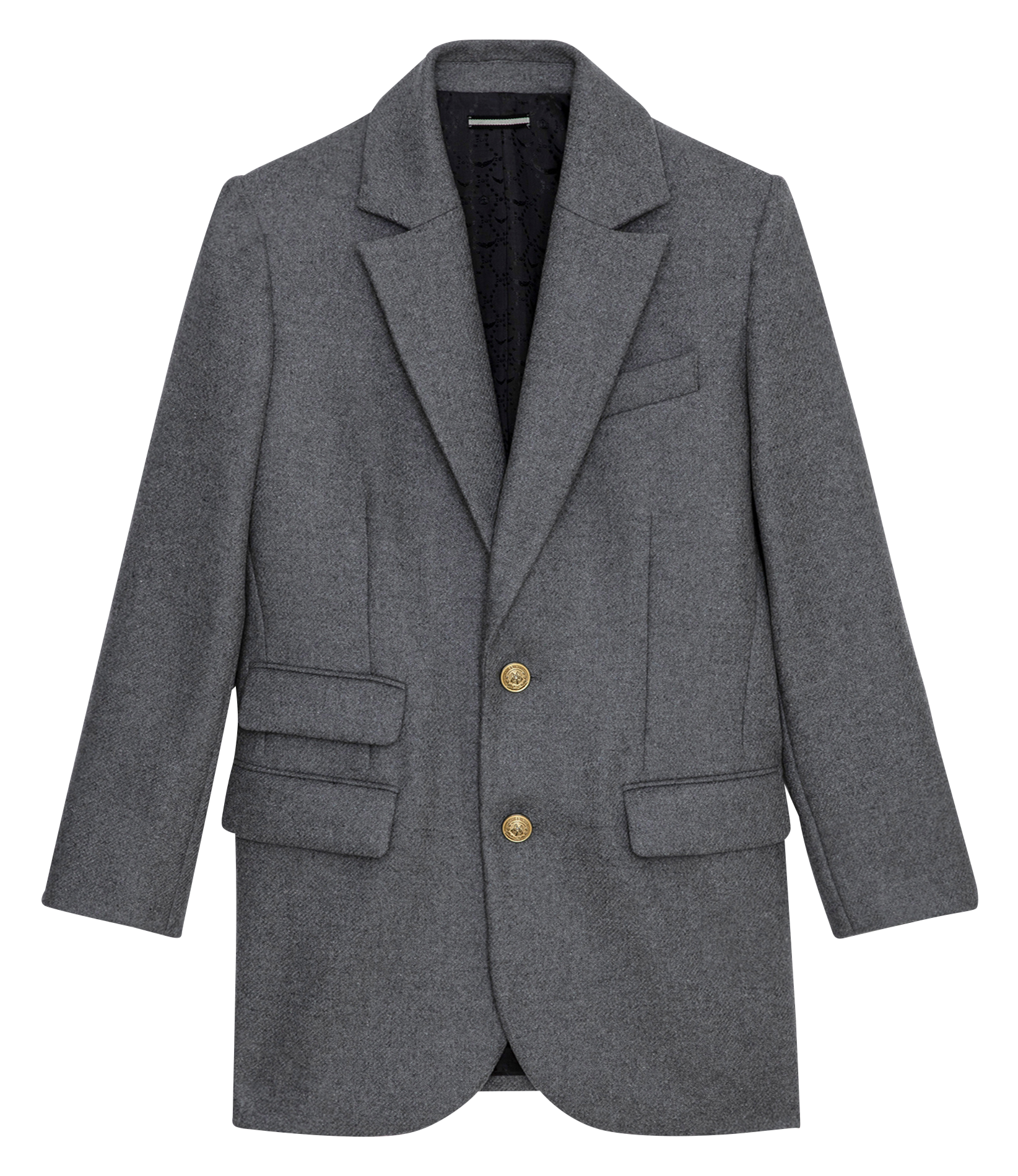 VIOLET - Manteau court col tailleur en laine vierge mélangée | Bleu