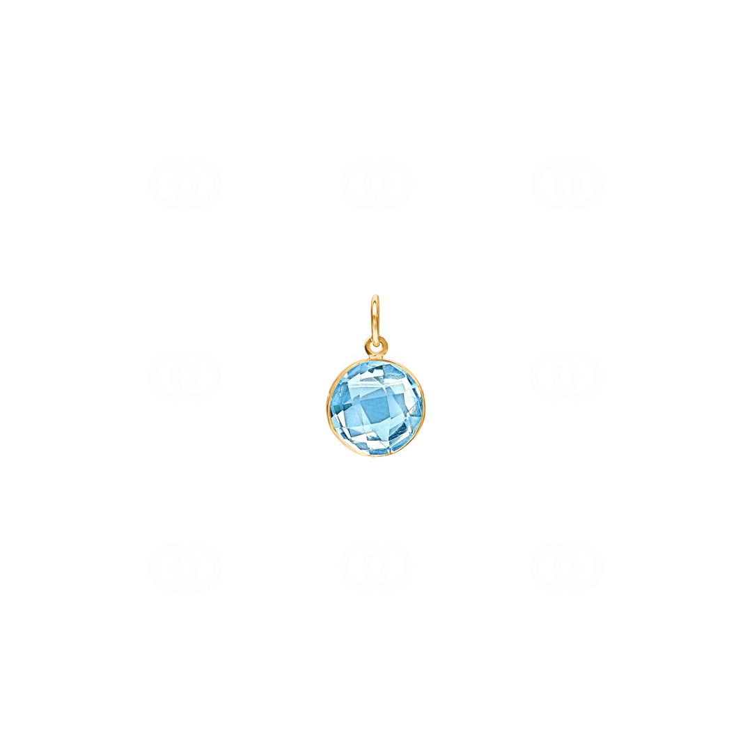 Anhänger 750/18 K Gelbgold mit Blautopas rund