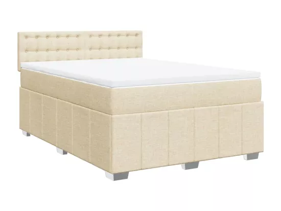 Sommier à lattes de lit avec matelas Crème 160x200 cm Tissu