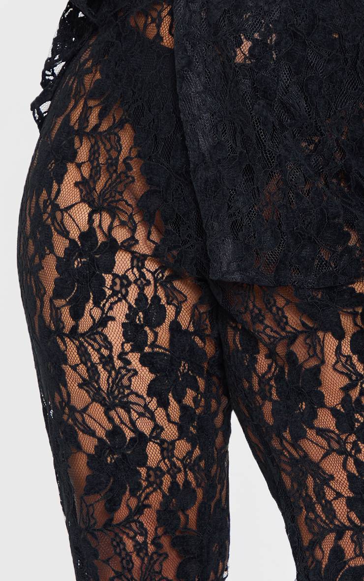 Noir Pantalon En Dentelle Transparente Grande Taille