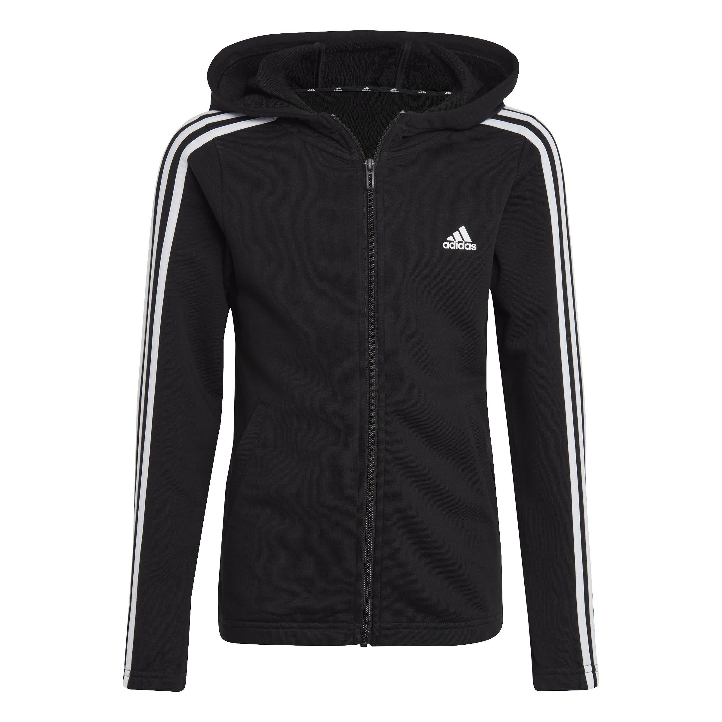 adidas Essentials Girls 3-Stripes Zip Track Top Hoodie